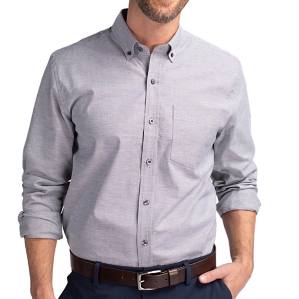 NWT: Cutter & Buck - Men’s Stretch Oxford Long Sleeve Dress Shirt